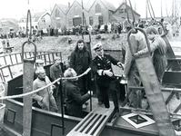 BR_1APRIL_1979_011 De te waterlating van het nieuwe Geuzenschip Prince Admirael door minister Nelie Kroes; 3 maart 1979