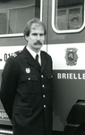 BR_BRANDWEER_009 Commandant van de Brielse Brandweer: de heer F. J. M. de Reus; ca. 1990