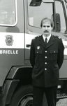 BR_BRANDWEER_010 Commandant van de Brielse Brandweer: de heer F. J. M. de Reus; ca. 1990
