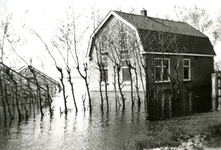 TI_INUNDATIE_001 Woning en kassen van dhr. Mol staan in het water tijdens de inundatie; 1945