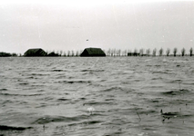 ZL_WATERSNOODRAMP_049 De boerderijen van de gebroeders Blaak in het water, links Bouwlust van Maarten Blaak; 1 februari 1953
