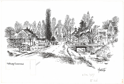 CMO00400-006 Melkweg met uitzicht op Purmerend en op de achtergerond een tractor. Het woonhuis links hoorde ...