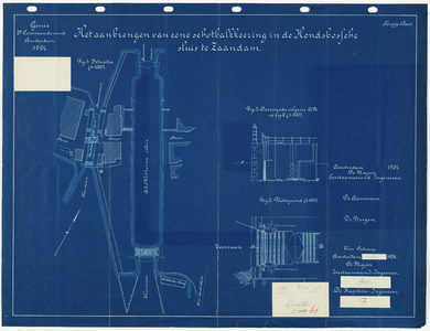 33_TT00114 Situatieschets, plattegrond en doorsnede van de Hondsbossche sluis te Zaandam, met ingetekend een neuwe ...