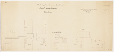 33_TT00126 Tekeningen voor de hardstenen latijen, sluitstenen en een peilmerksteen van een niewe uitwateringssluis voor ...