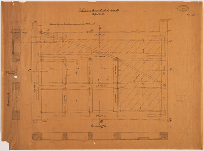 33_TT00143 Aanzicht en doorsneden van de vloeddeur van het binnensluishoofd voor de sluisbouw te Zaandam