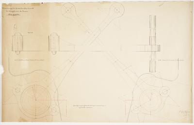 33_TT00097 Tekening van halsbeugels voor een niewe uitwateringssluis voor de Raaksmaatsboezem, door de ...