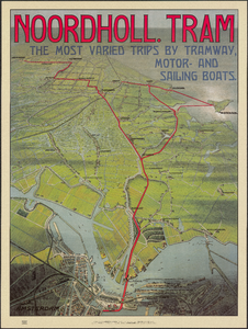 PR1_map-1_00002 Vogelvluchtkaart van het gebied tussen Amsterdam en de Beemster, met daarop in rood aangegeven de ...