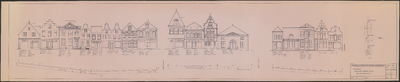 TT1_00042 Tekening van de gevelrijen Voorhaven 168 t/m 176, Damplein 6 t/m 9 en Spui 1 t/m 9 in Edam, met situatieschets