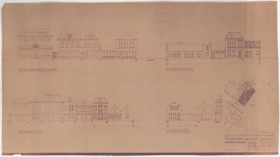 TT2_00004 Geveltekeningen van Plantsoengracht 2 t/m 6. Looiersplein 2, Koemarkt 45 t/m 61 en 68 en Achterdijk 64 t/m ...