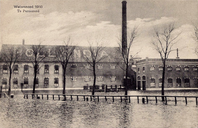 UPL000000092 Purmerend, Jaagweg. Watersnood 1916. Melkfabriek Hollandia omgeven door water