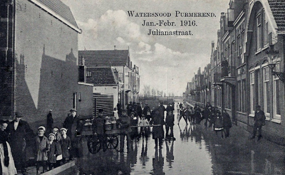 UPL000000093 Purmerend, Juliananstraat. Watersnood Jan.-Feb. 1916.