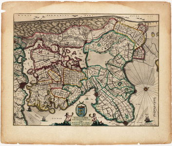 WAT001020342 Kaart van Noord-Holland boven het IJ met de droogmakerijen Beemster en Purmer. De Schermer is nog ...