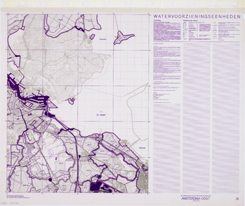 WAT001019890 Gedeelte van de Waterstaatskaart van Nederland met Amsterdam en Hoogheemraadschap Waterland, met blad; ...