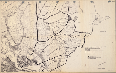 WAT001020296 Wegenkaart met ontwerp wegen van Amsterdam naar Waterland.