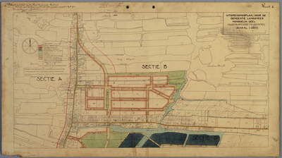 WAT001020041 Kadastrale kaart met ontwerp uitbreidingsplan sectie A van de gemeente Landsmeer.