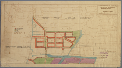 WAT001020050 Kadastrale kaart met ontwerp uitbreidingsplan gemeente Landsmeer sectie A en D.