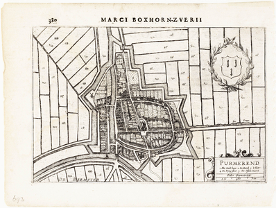 WAT001020166 Plattegrond van Purmerend met nieuwe omwalling.