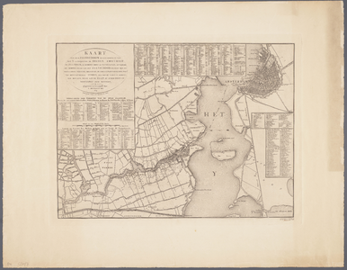 WAT001020268 Kaart van het IJ en de Zaan met Amsterdam en Zaandam en Oost-en West Zaan, Wormer, Wormerveer, Knollendam, ...