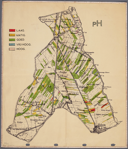 WAT001020255 Bodemkaart van de polder de Zeevang betreffende de PH waarde.