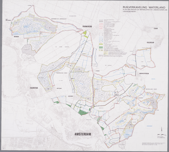 WAT001020329 Kaart van Waterland met aangegeven de bestemming van het landschap.