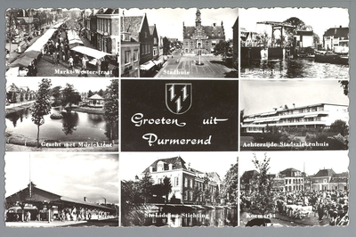 WAT001012393 Warenmarkt       Stadhuis         Beemsterbrug WesterstraatGracht met muziektent      ...