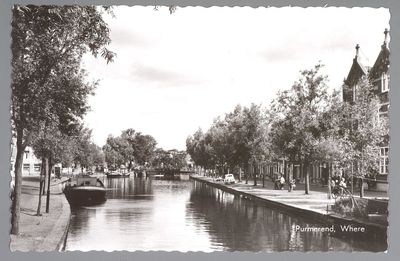 WAT001013085 De Where met helemaal rechts de R.K. meisjesschool (met een kruis op het dak).In het midden achteraan de ...