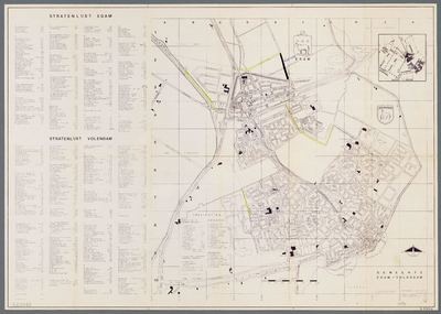 WAT001020356 Plattegrond van Edam - Volendam, met stratenlijst