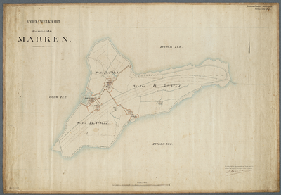 WAT001020602 Kaart van de kadastrale sectieindeling van Marken