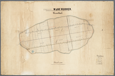 WAT001020741 Overzichtskaart van Wijde Wormer, met daarop aangegeven de grenzen van de serie kaarten der wegen in de gemeente