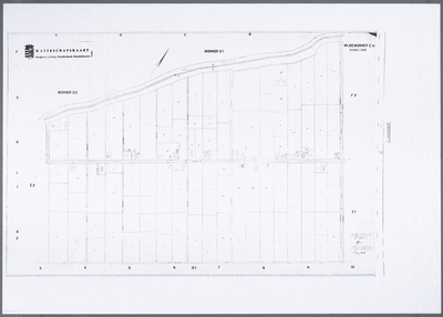 WAT001020750 Kadastrale kaart van Wijde Wormer, sectie E, blad 1. Waterschapskaart Hoogheemraadschap Noordhollands ...