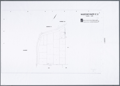 WAT001020751 Kadastrale kaart van Wijde Wormer, sectie E, blad 2. Waterschapskaart Hoogheemraadschap Noordhollands ...