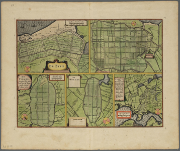 KA01108 Plattegronden van de Zijpe, de Beemster, de Purmer, de Wormer en Waterland op de zogenaamde vijfpolderkaart 