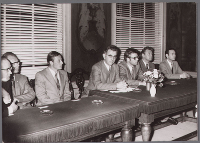 WAT001001032 Buitengewone raadsvergadering van het gemeentebestuur van Edam. Er werd afscheid genomen van dijkgraaf ...