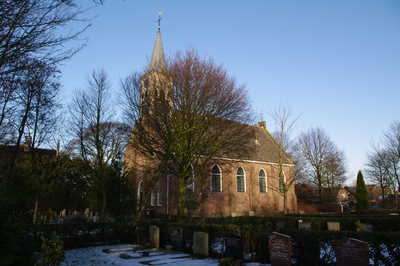 WAT120002989 Jisp. Winter 2010. Kerk en begraafplaats in de sneeuw.