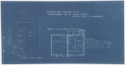 WAT054000238 Plattegrond en situatieschets van de timmerfabriek van j.Haan te Purmerend
