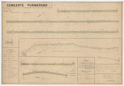 WAT056000086 Kaart van de wegen in de gemeente Purmerend, behorende bij de ligger der wegen. Met vermelding van de ...