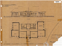 10001117 Plan voor een U.L.O.-school, voorgevel en grondplan, Hoorn, Johan Messchaertstraat 3, ongedateerd