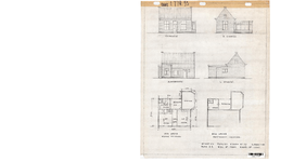 10001212 Opmeting perceel Keern no. 17, voor- r. zij-, l. zij- en achtergevel, plattegrond begane grond bestaand en ...