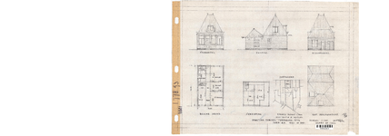 10001214 Opmeting perceel Turfhaven 13, voor-, zij-, achtergevel, plattegrond begane grond en verdieping, ...