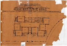 10001393 Plan voorgevel en grondplan nieuw te bouwen school, Hoorn, Johan Messchaertstraat 3, ongedateerd
