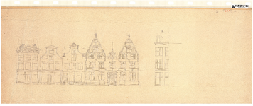 10001429 Gevelwand geveltekening tussen Nieuwstraat 15 en 23, met deel gevelwand Gouw 1, Hoorn, Nieuwstraat, ongedateerd