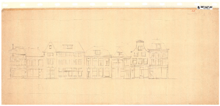 10001436 Gevelwand Nieuwstraat 1 tot en met 13, met bovenaanzicht voorgevels, Hoorn, Nieuwstraat 1-13, ongedateerd