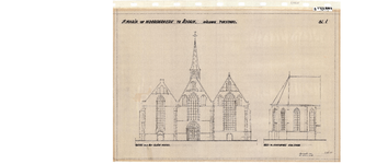 10001443 St. Maria- of Noorderkerk, nieuwe toestand, gevel aan het Kleine Noord en gedeeltelijke koorgevel n.w.-zijde, ...