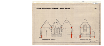 10001445 St. Maria- of Noorderkerk, nieuwe toestand, dwarsdoorsneden over de beuken, dwarsdoorsnede over het koor, ...