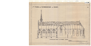10001446 St. Maria- of Noorderkerk, langsdoorsnede naar het noorden gezien (Kleine Noord links), Hoorn, Kleine Noord ...