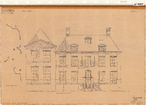 10001491 Geveltekening Muntstraat 4, met maten en vier doornsedes. Niet bij RCE, Hoorn, Muntstraat 4, ongedateerd