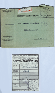 124b Ontvangstbewijs van de verklaring en envelop voor P. van Dijck