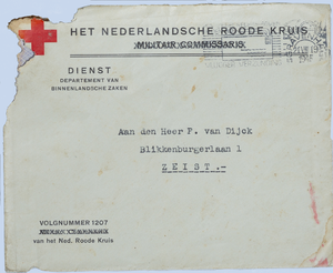 155a Briefwisseling tussen Piet van Dijck en het Rode Kruis betreffende een toezending van 1000 gulden