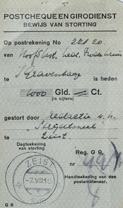 155d Briefwisseling tussen Piet van Dijck en het Rode Kruis betreffende een toezending van 1000 gulden