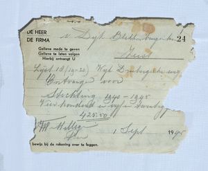 157a Stortingsbewijs van 425,40 gulden aan Stichting 1940-1945